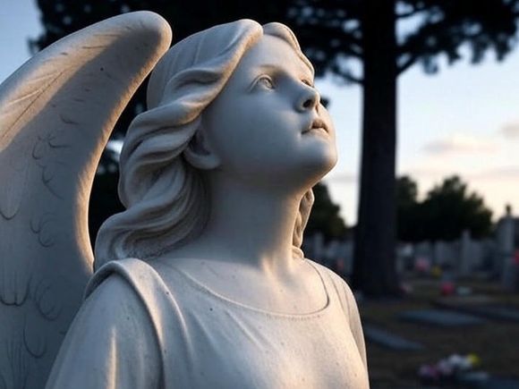 El ángel de mármol que mira al cielo