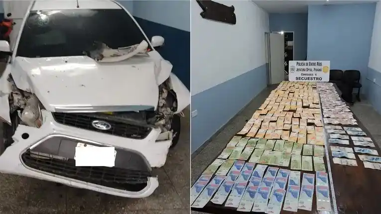 Hallaron 170.000 pesos en un auto que chocó tras una persecución policial