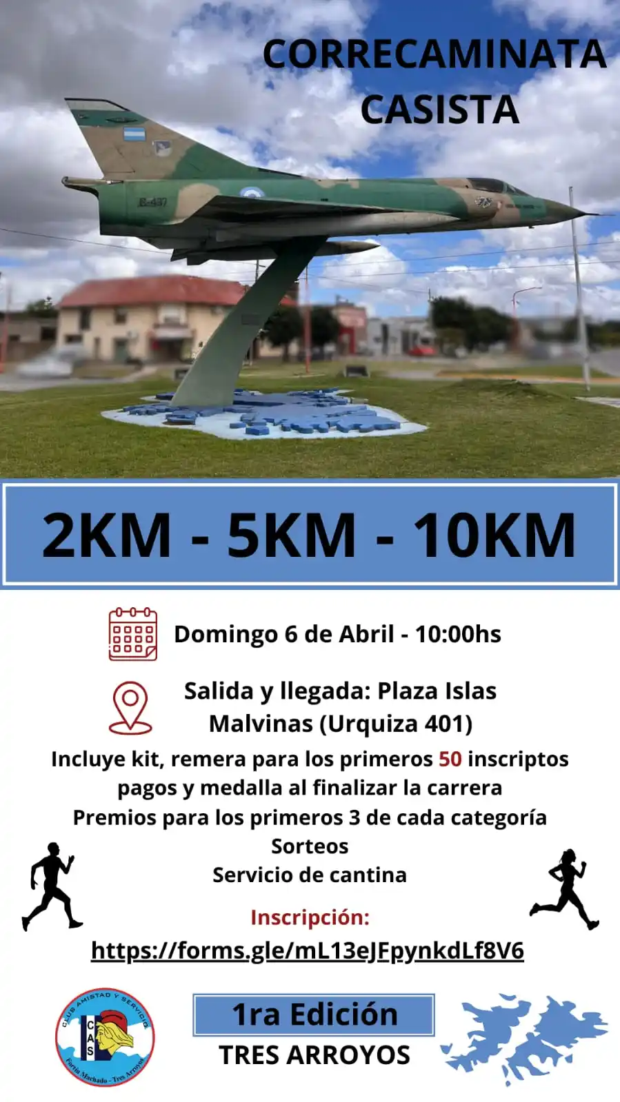 El domingo 6 de abril se realizará la Correcaminata casista