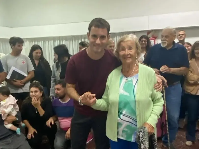 El flamante presidente de Huracán, Martín Díaz junto a Edelma D'anunzio de Pagani