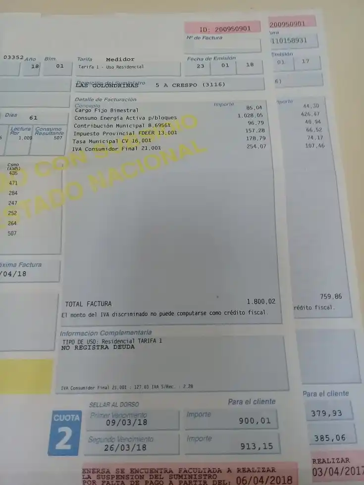 Las facturas de luz llegan con 100% de incremento