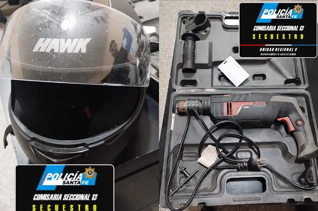 Lo detuvieron con un taladro, un casco y una tarjeta que no podía justificar