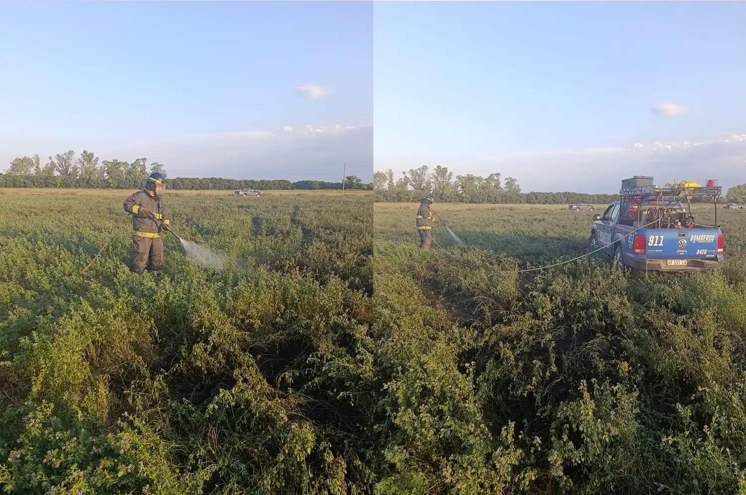 Bomberos Zapadores intervinieron por un incendio de pasturas camino al cementerio de la región