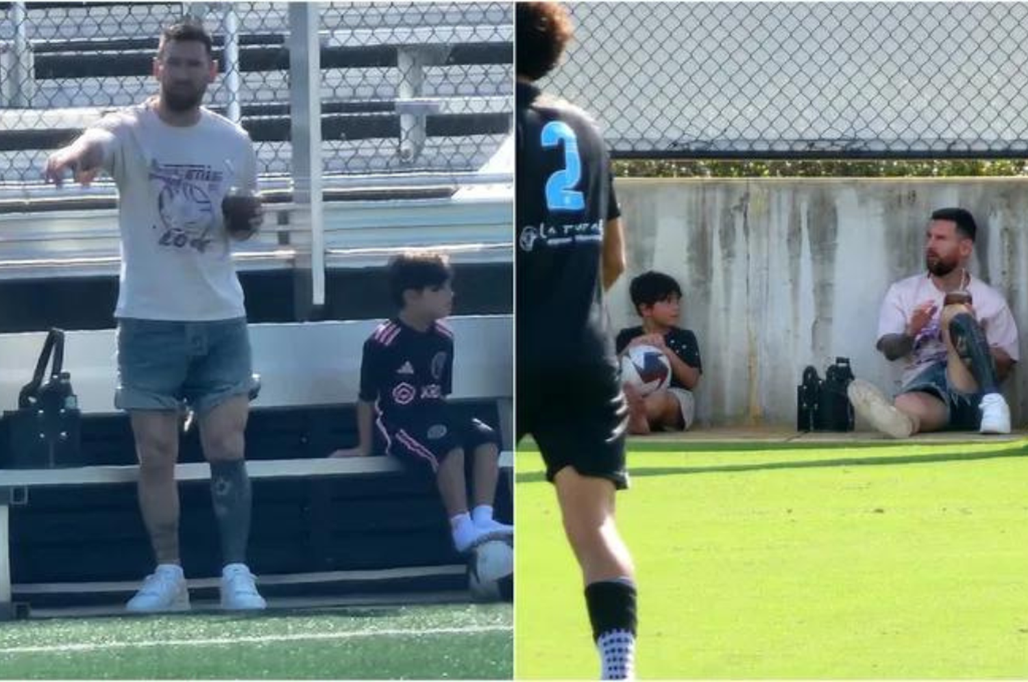 Messi fue alentar a su hijo Thiago