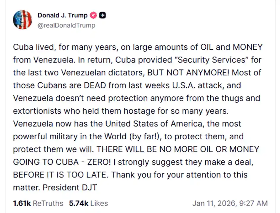 El mensaje de Trump en Truth Social