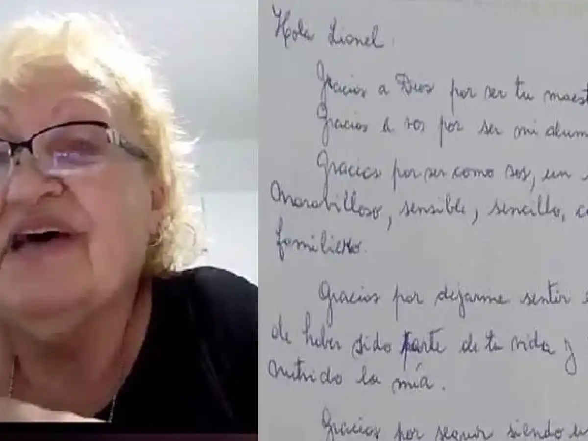 La conmovedora carta de la primera maestra de Messi: “Antes de morirme me gustaría abrazarte”