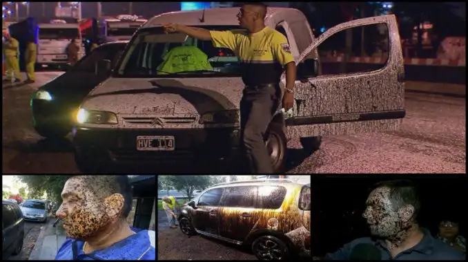 Una Lluvia de brea tapó 30 autos en General Paz