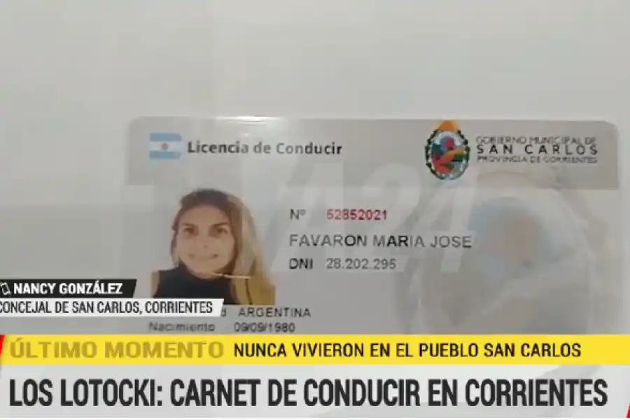 La esposa de Aníbal Lotocki renovó su licencia de conducir en Corrientes