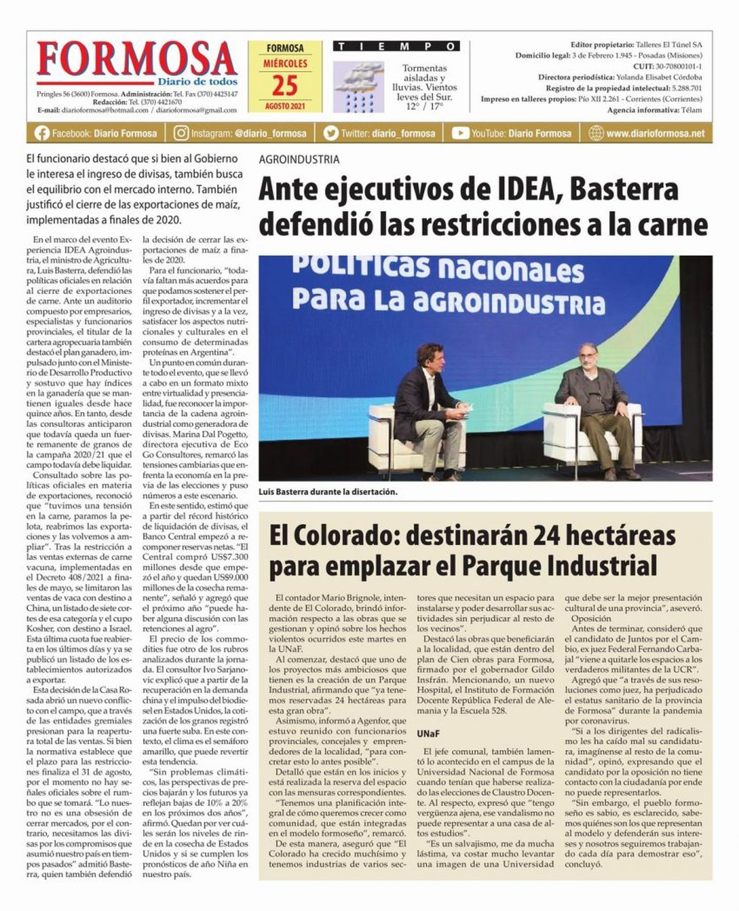 Tapa y Contratapa 25 de agosto de 2021