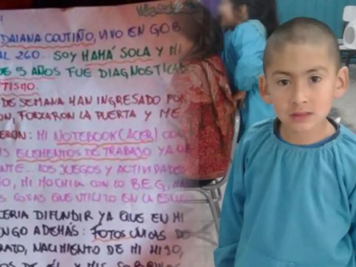 Le robaron las fotos de su hijo con autismo y pega afiches para recuperarlas