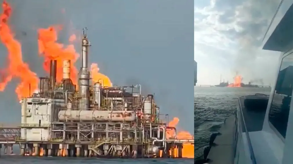 Tremendo incendio y explosión en plataforma de gas de Venezuela: hay seis heridos