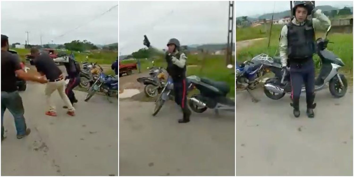 ¡FUERA DE SÍ! Policía dispara durante protesta por gasolina en Bejuma