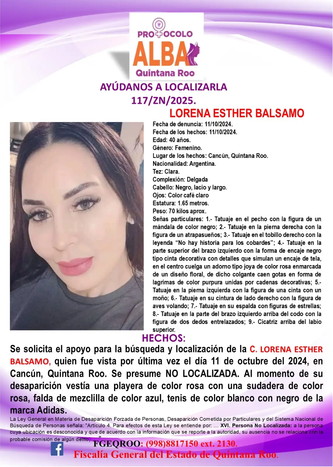 Lorena Balsamo, desaparecida en Cancún, México - 2