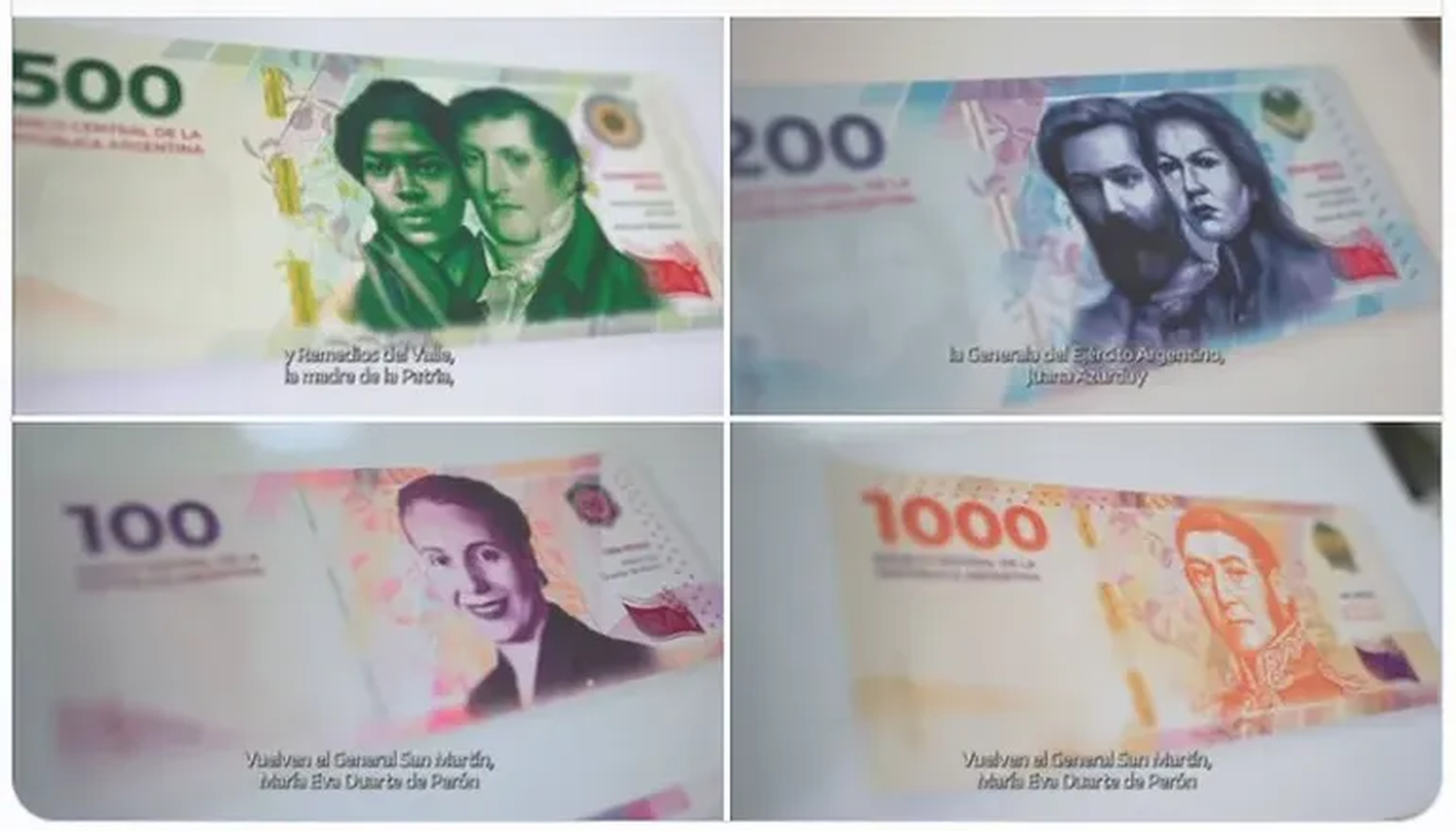 Estos son los nuevos billetes que circularán en Argentina