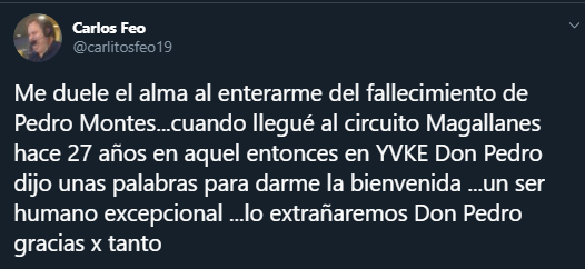 Amigos recuerdan a Pedro Montes por su don de gente. Foto: Twitter