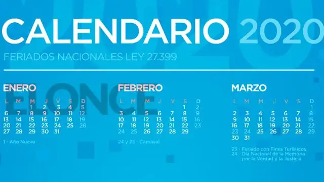 Feriados 2020: Las fechas de carnaval y los fines de semana largos