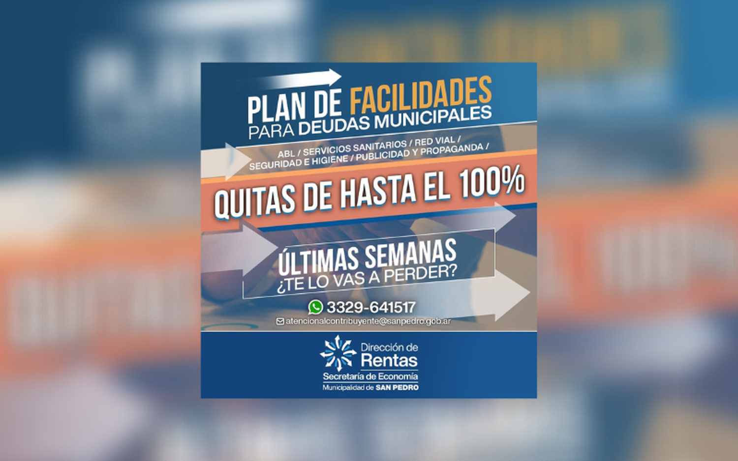 Dirección de Rentas informa sobre el plan de facilidades