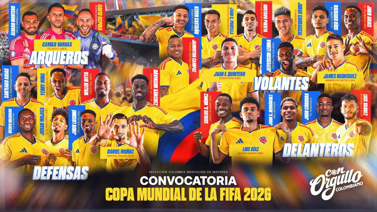 Colombia anuncia sus 26 convocados para el Mundial 2026 con James, Luis Díaz y un par de sorpresas