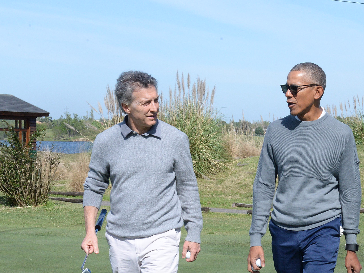 Macri y Obama, charla informal y golf en medio de un fuerte operativo de seguridad