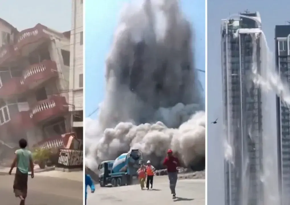 Impactantes imágenes con el terremoto que sacudió un edificio de gran porte.