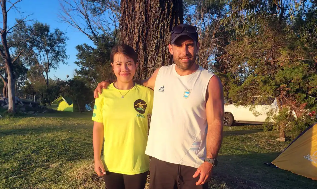 Poblete y su entrenador, Cáceres