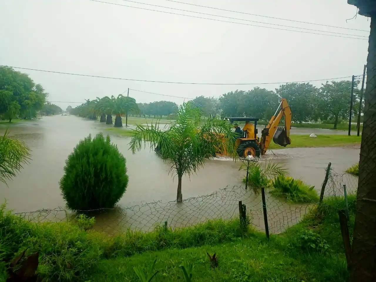 Anegamientos en Tabossi por las intensas lluvias