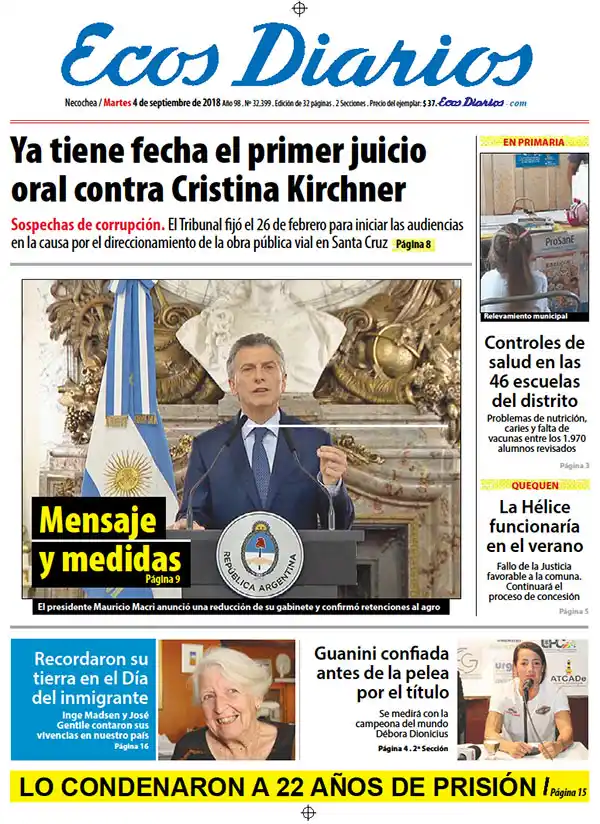 Tapa del 4 de septiembre de 2018