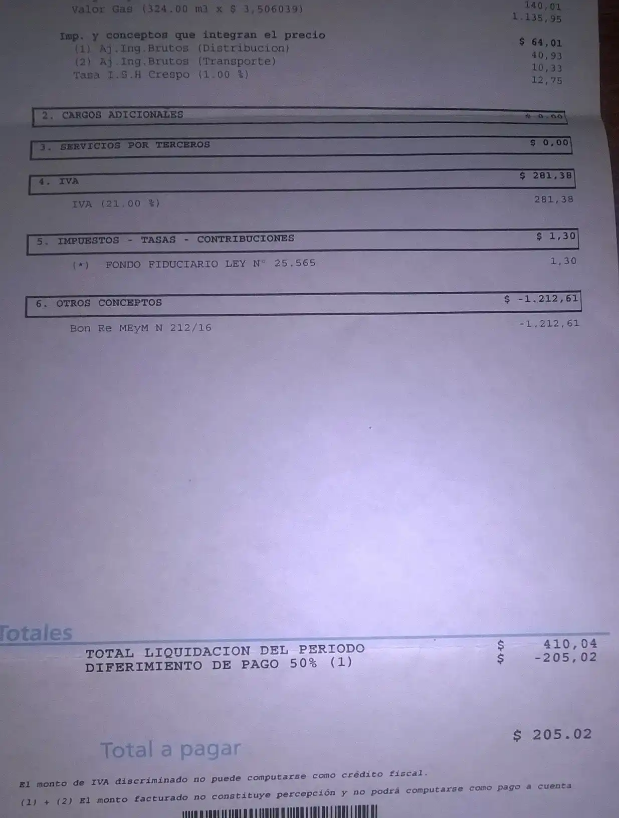 Las facturas de gas natural llegan con el cimbronazo del 50% no cobrado en invierno