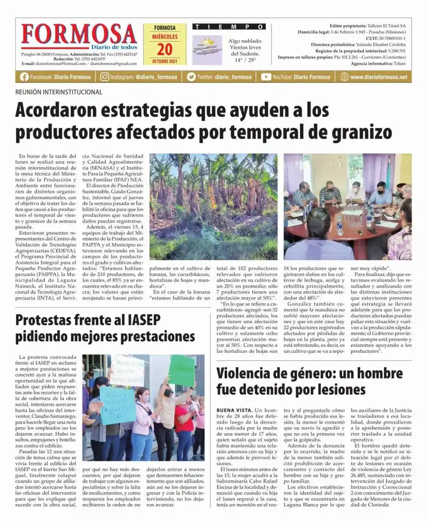 Tapa y Contratapa 20 de octubre de 2021