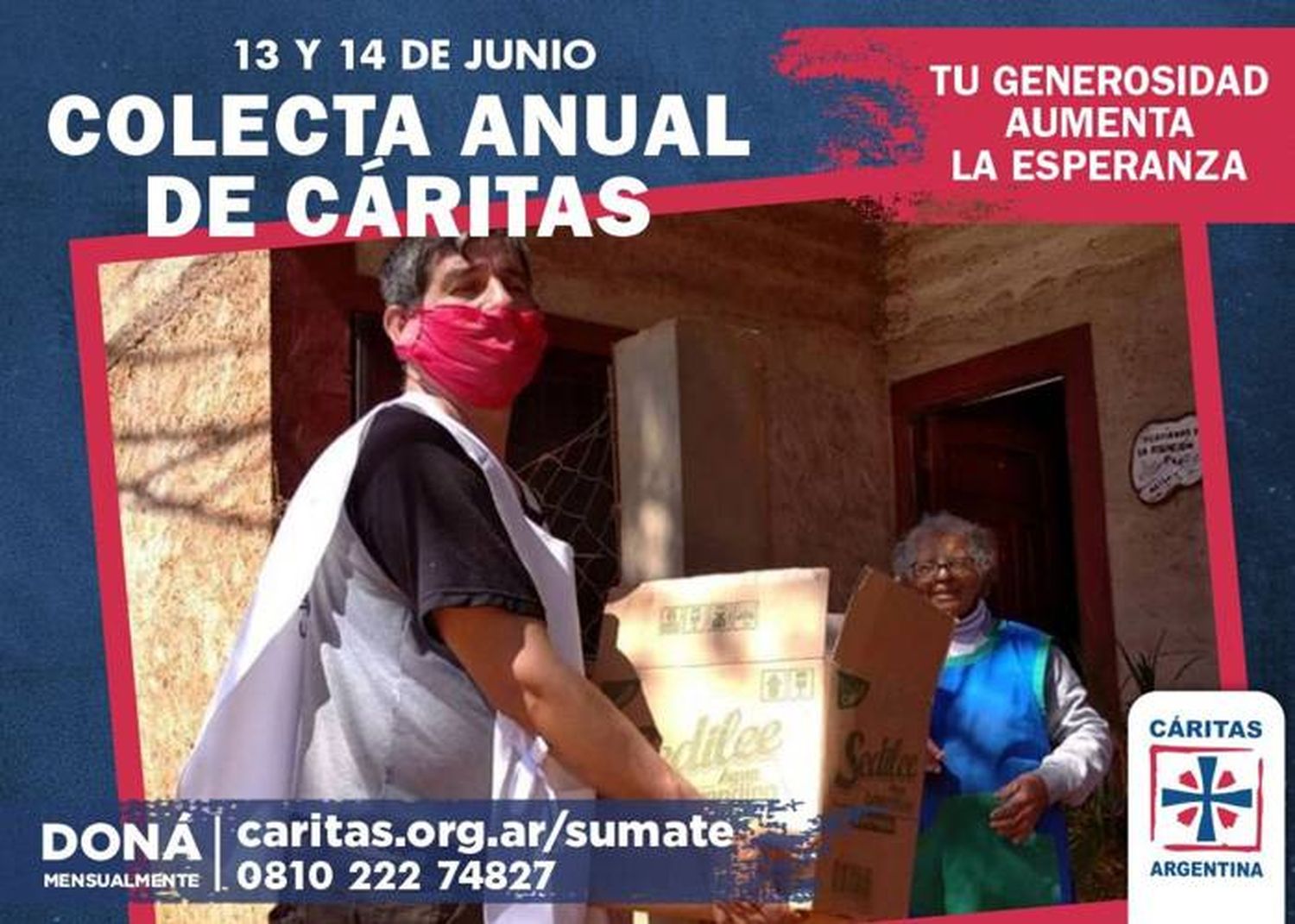 El 13 y 14 de junio se realizará la Colecta Anual de Cáritas