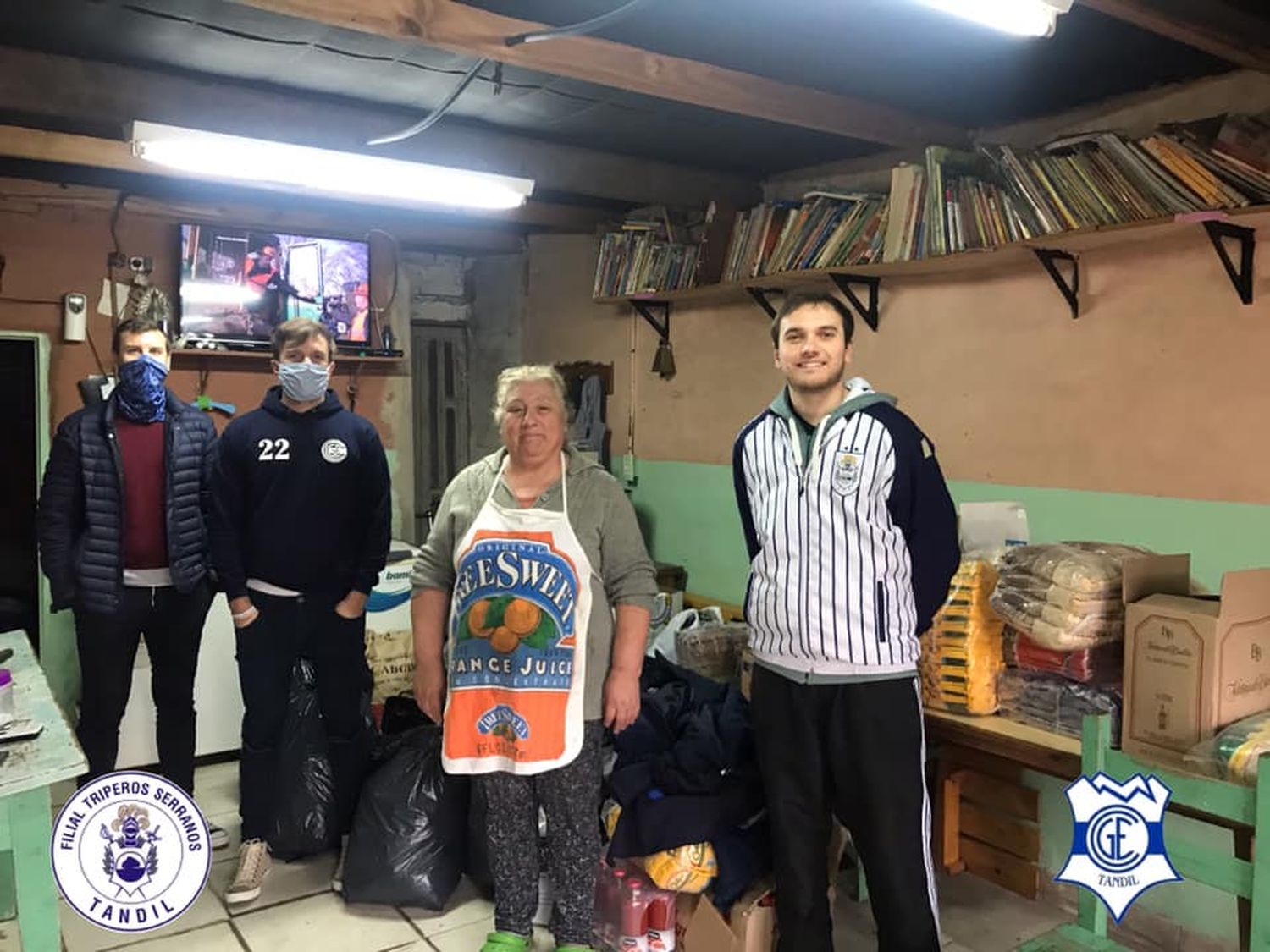 Filial Triperos Serranos Tandil entregó diferentes productos y ropa al comedor Los Nietos