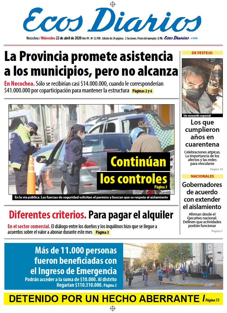 Tapa del 22 de abril de 2020