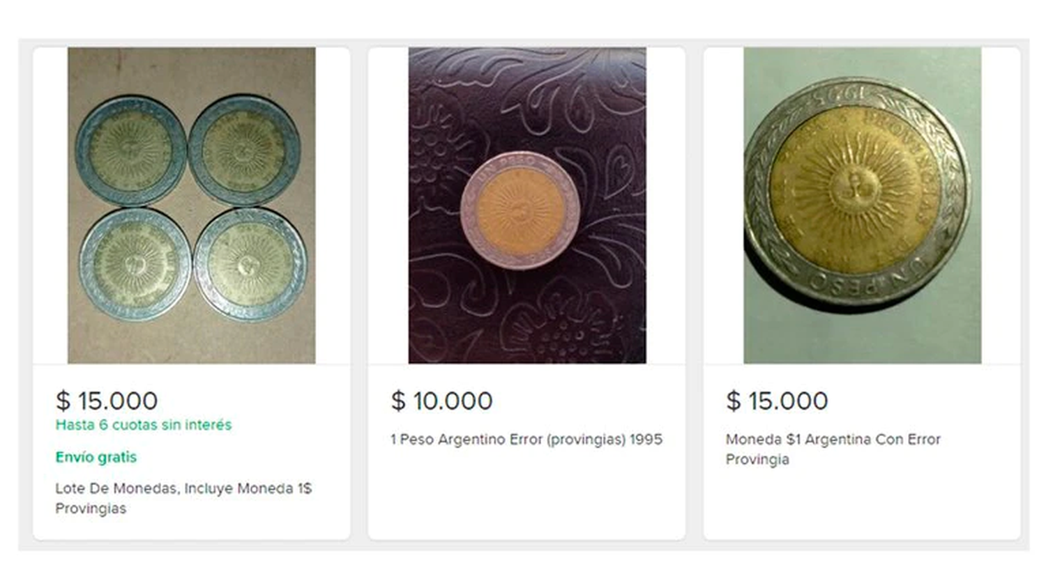 Por un insólito error de ortografía, hay monedas de 1 peso que se venden hasta $15.000 por unidad