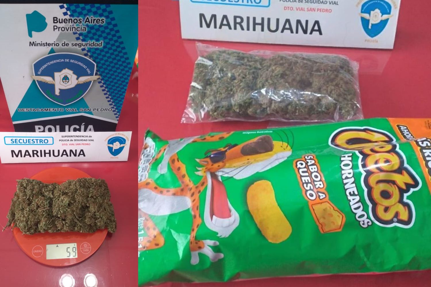 Ruta 9: Policía Vial secuestró marihuana que iba escondida en un paquete de chizitos