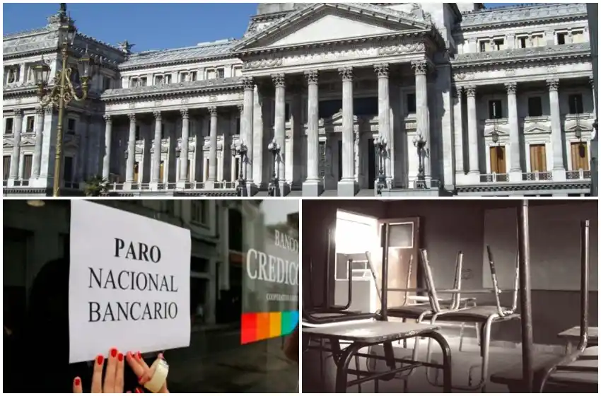 Miércoles de paro y movilización: sin clases ni atención en el Banco Nación