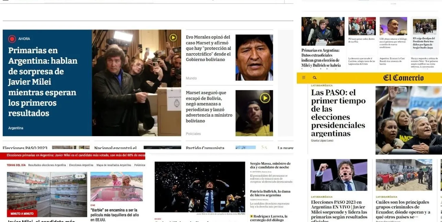 La sorpresa por el apoyo al economista de ultraderecha cruzó las fronteras y muchos medios internacionales recogieron la información y la destacaron en las portadas de sus ediciones impresas.