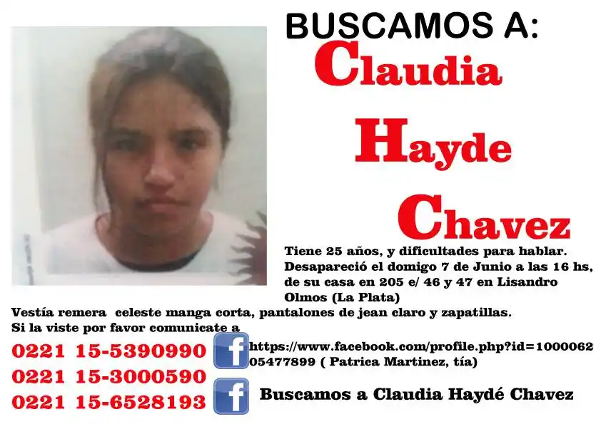 La Plata: Desesperada búsqueda de una joven en Lisandro Olmos