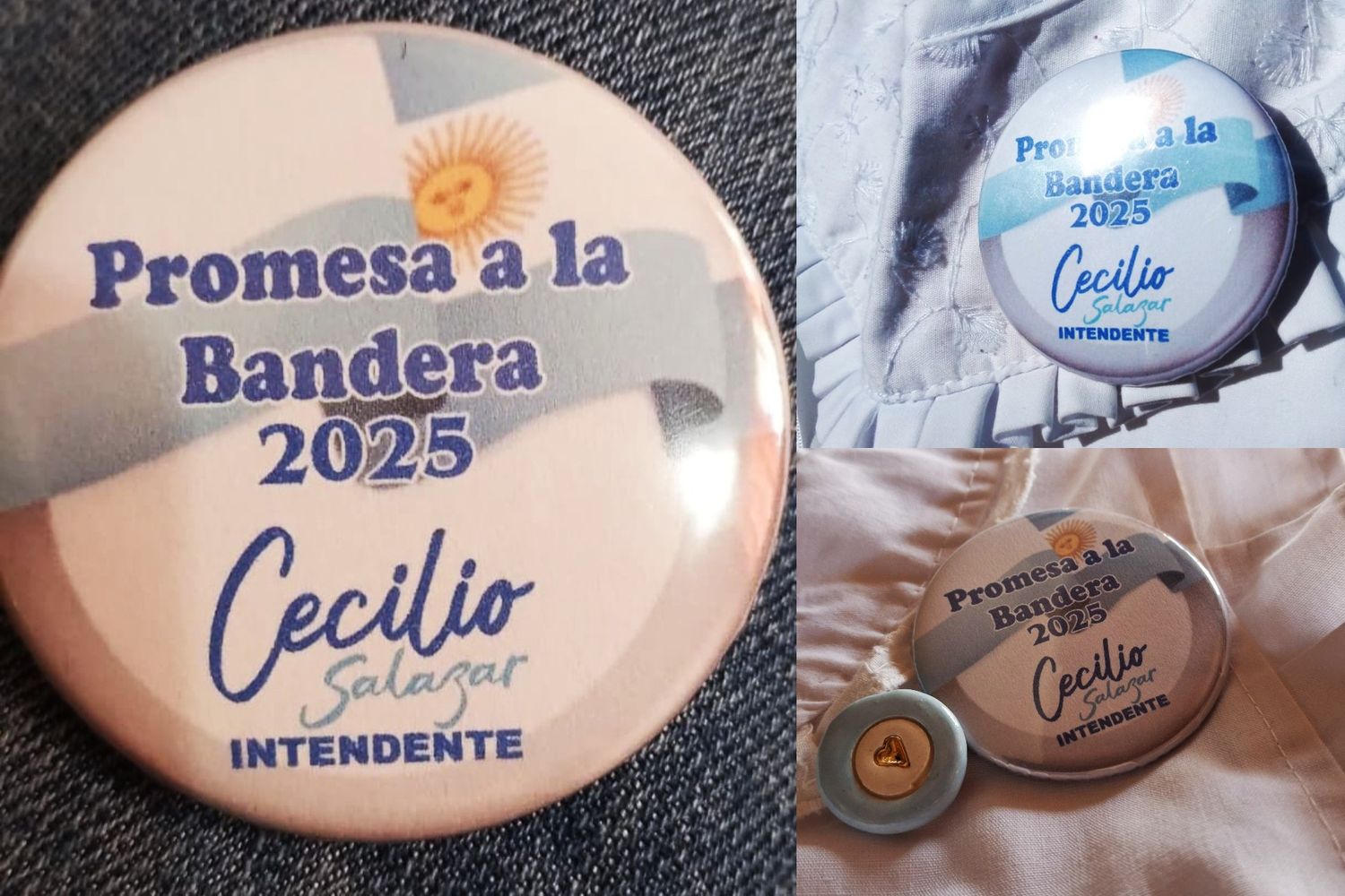 Los pines fueron entregados a chicos y chicas que hicieron la promesa de lealtad a la Bandera.
