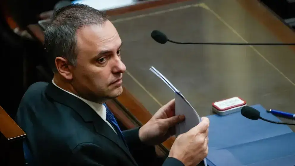 El jefe de Gabinete, Manuel Adorni, en el Congreso de la Nación (REUTERS/Mariana Nedelcu)