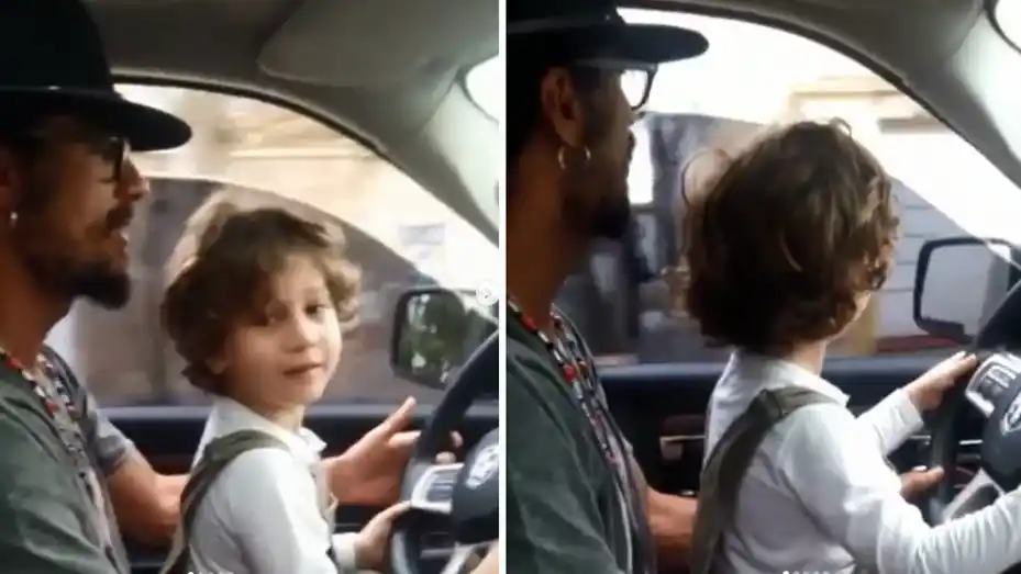 Osvaldo, el irresponsable: se filmó manejando con su hijo sobre la falda