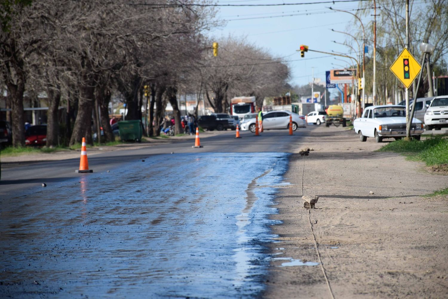 Trabajan en la intersección de Rutas 12 y 11