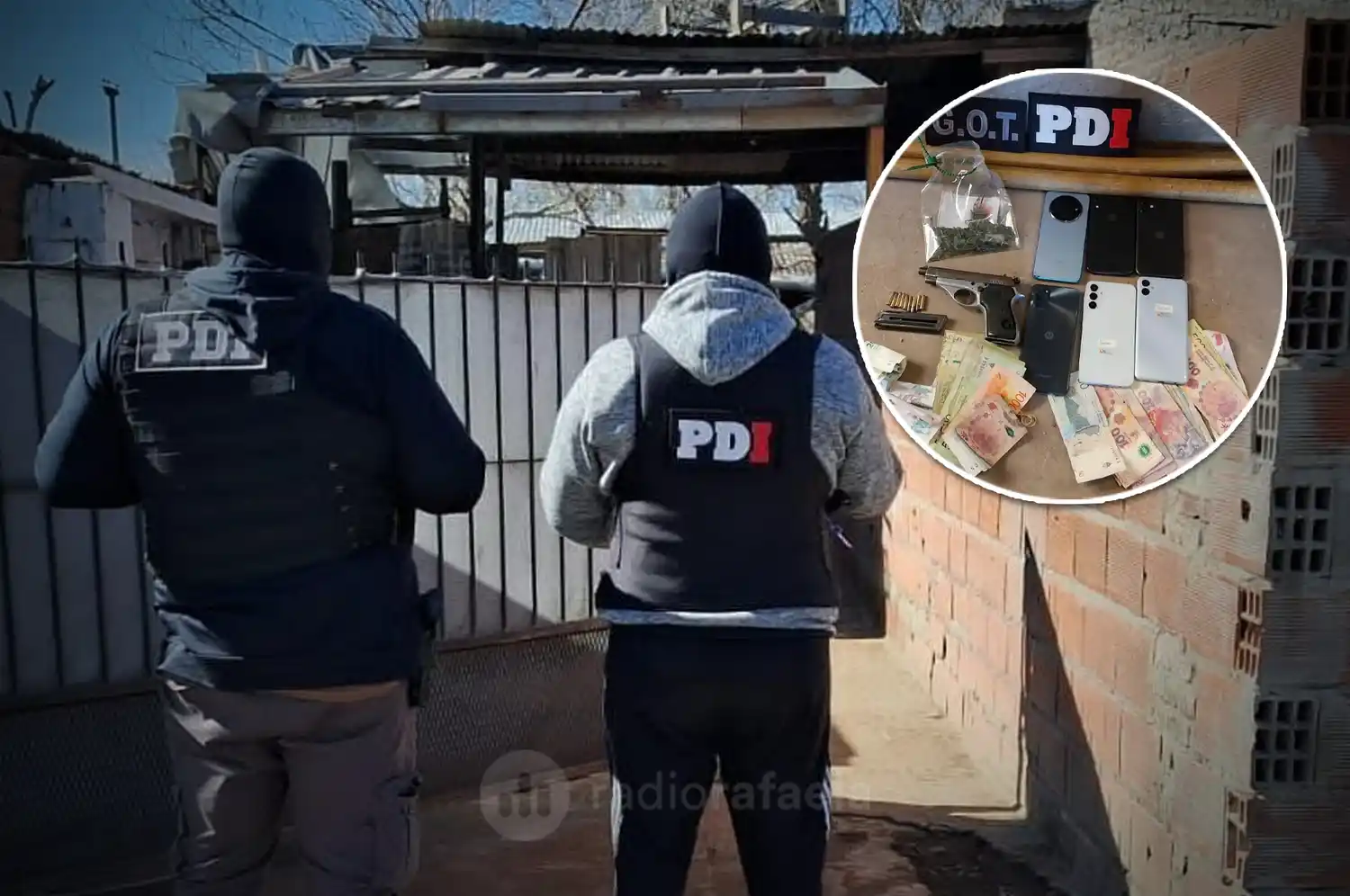 Hallaron una pistola, municiones, drogas y dinero en múltiples allanamientos de la PDI en Rafaela