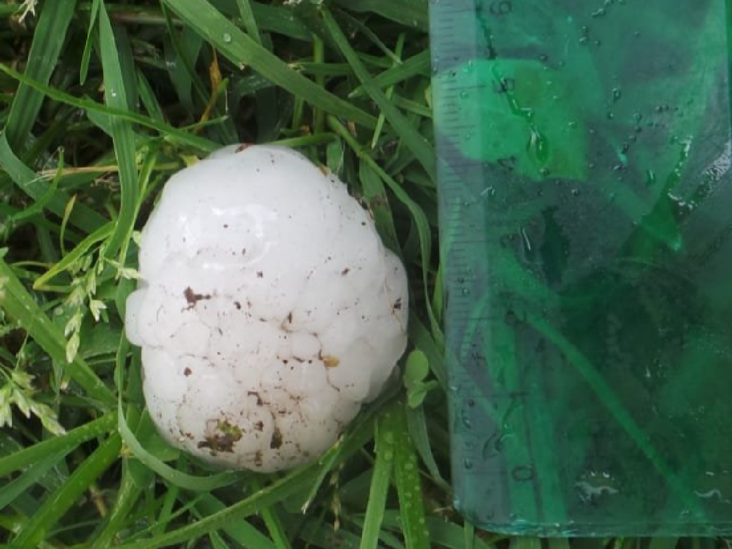 Impresionante caída de piedras cubrió de blanco a Alcira Gigena