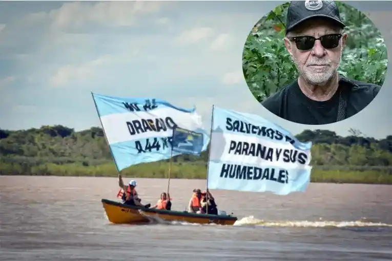 León Gieco apoyó la travesía náutica en rechazo al dragado del río Paraná: "Es nuestra agua, es nuestra soberanía"