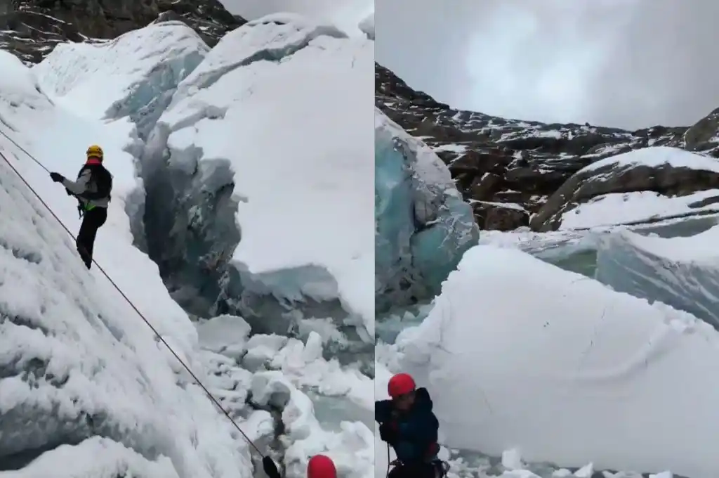 Alpinistas en una prueba de entrenamiento