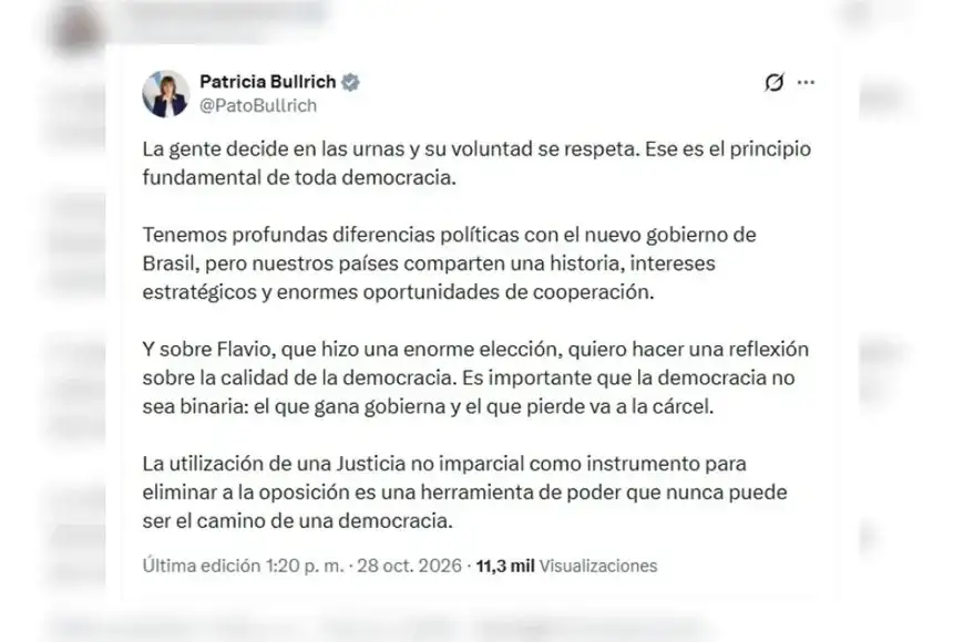 Bullrich habló de la victoria de Lula - 1