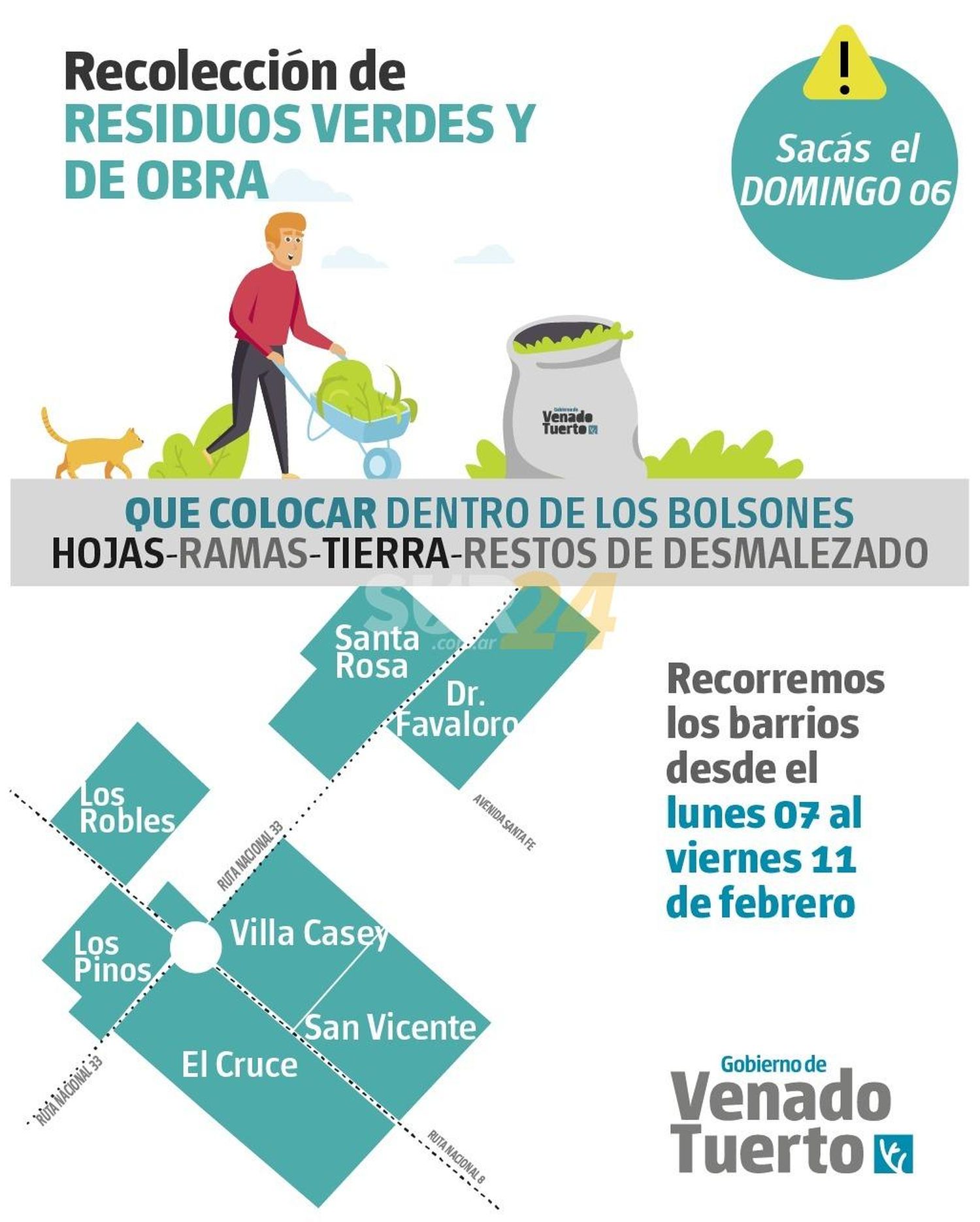 Venado Tuerto: recolección de restos verdes y de obra