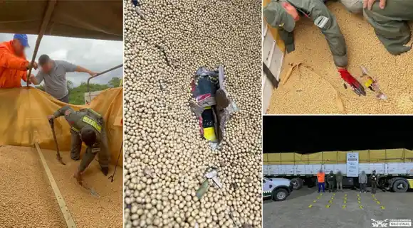 RN34: hallaron 20 kilos de cocaína camuflados en un cargamento de granos de soja