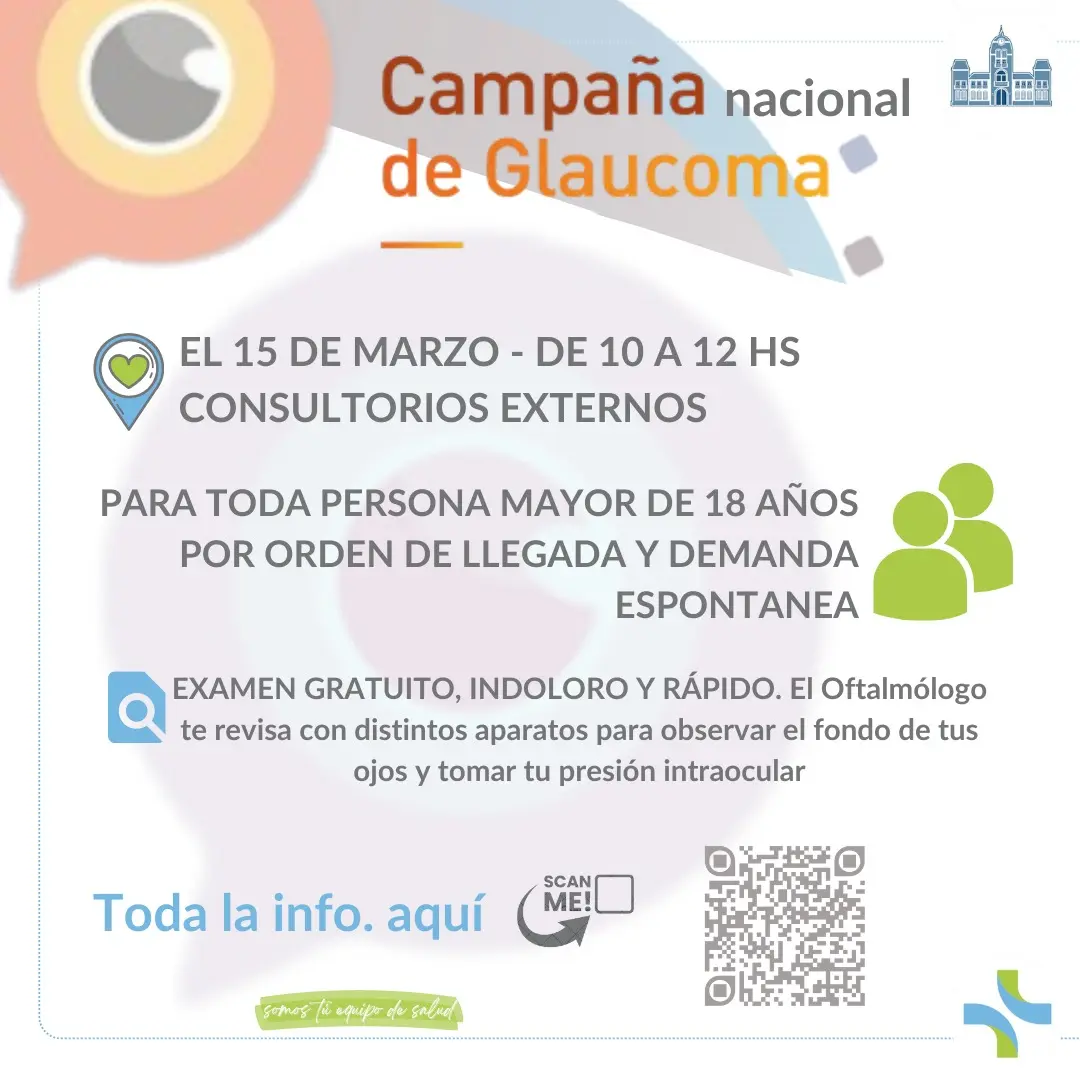 Campaña para detección de glaucoma: este viernes en el Centro de Salud