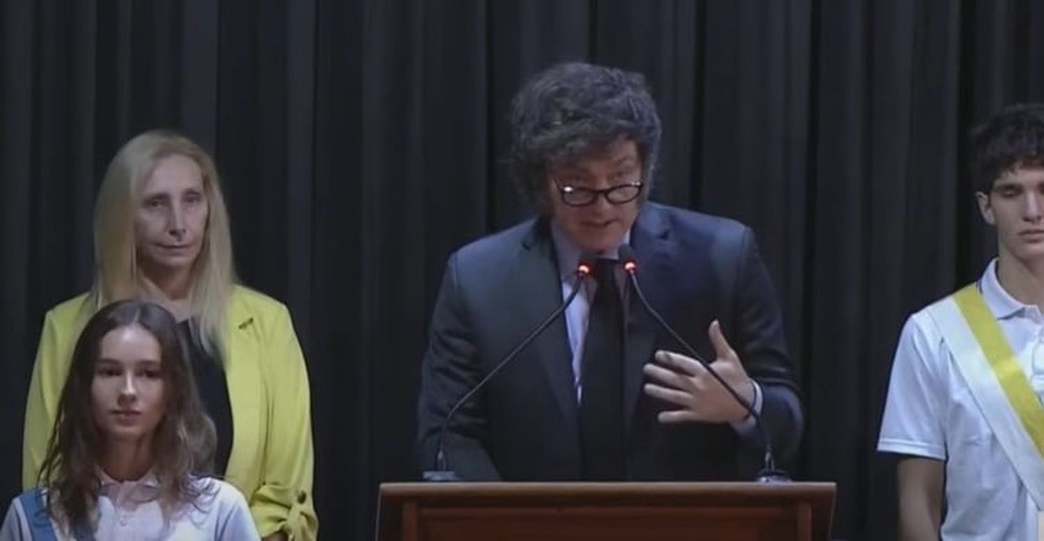 Milei, durante su discurso en el Instituto Cardenal Copello.